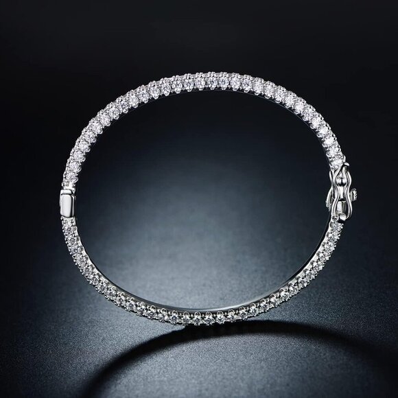 18K Gold Plated Crystal Bling Eternity Bangle Bracelet - Picture 7 of 8